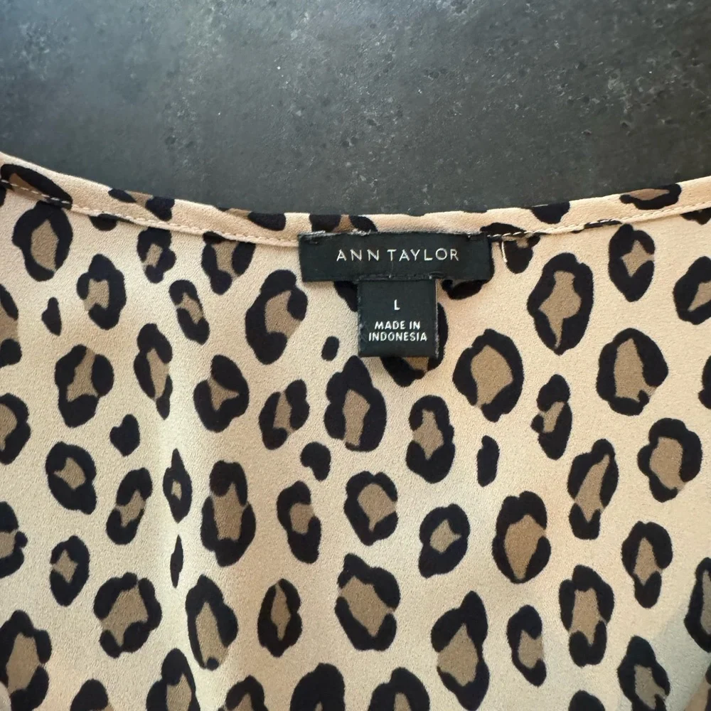 Ann Taylor Animal Print Blouse - Black and Tan - Picture 2 of 2